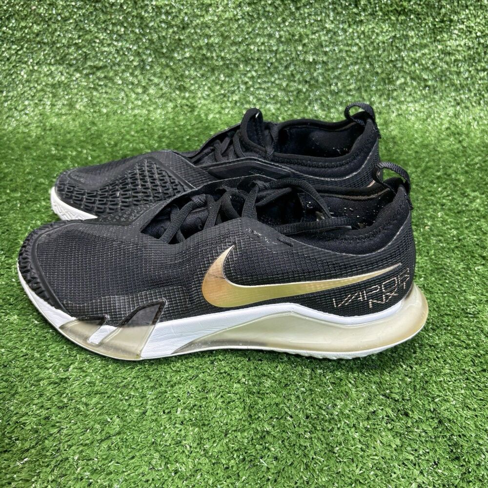 Nike Womens React Vapor NXT HC Black Gold Tennis Court Shoe Sz 7.5 US CV0742-002